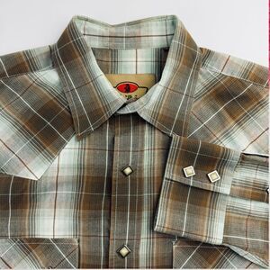 Larry Mahan Plaid Western Shirt Medium Pearl Snap
